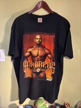 Fruit of the Loom Black Goldberg Graphic Tee with Orange Print